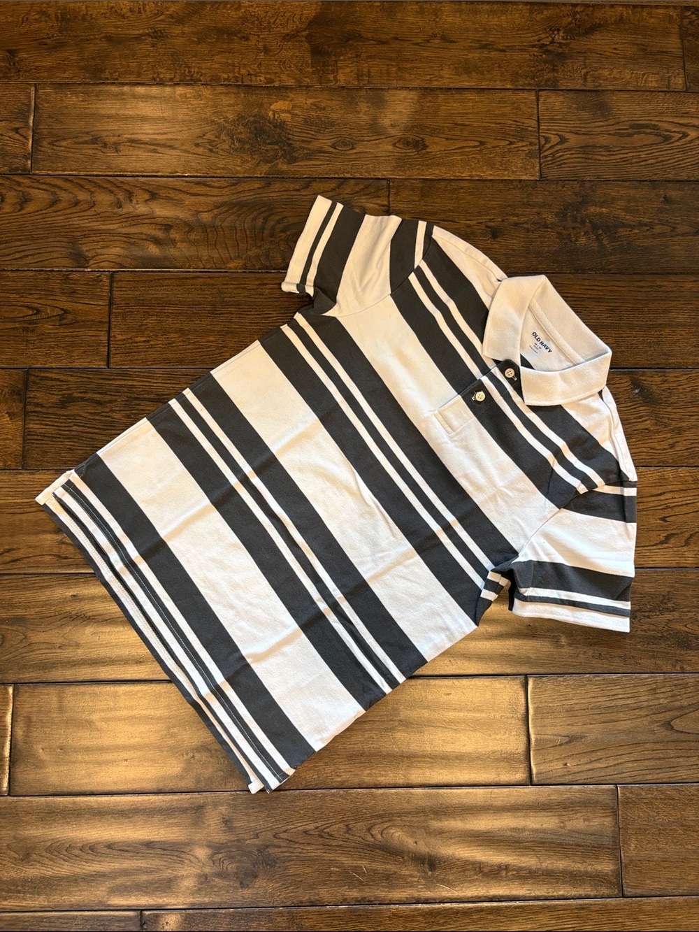 Old Navy Classic Men's Short Sleeve Polo - White & Black Stripes